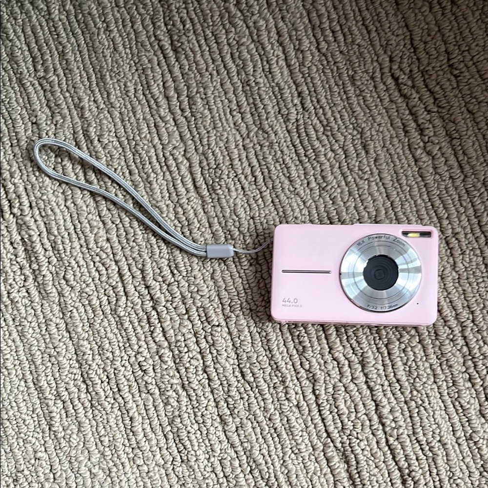 Pink Digital Camera with Wrist Strap